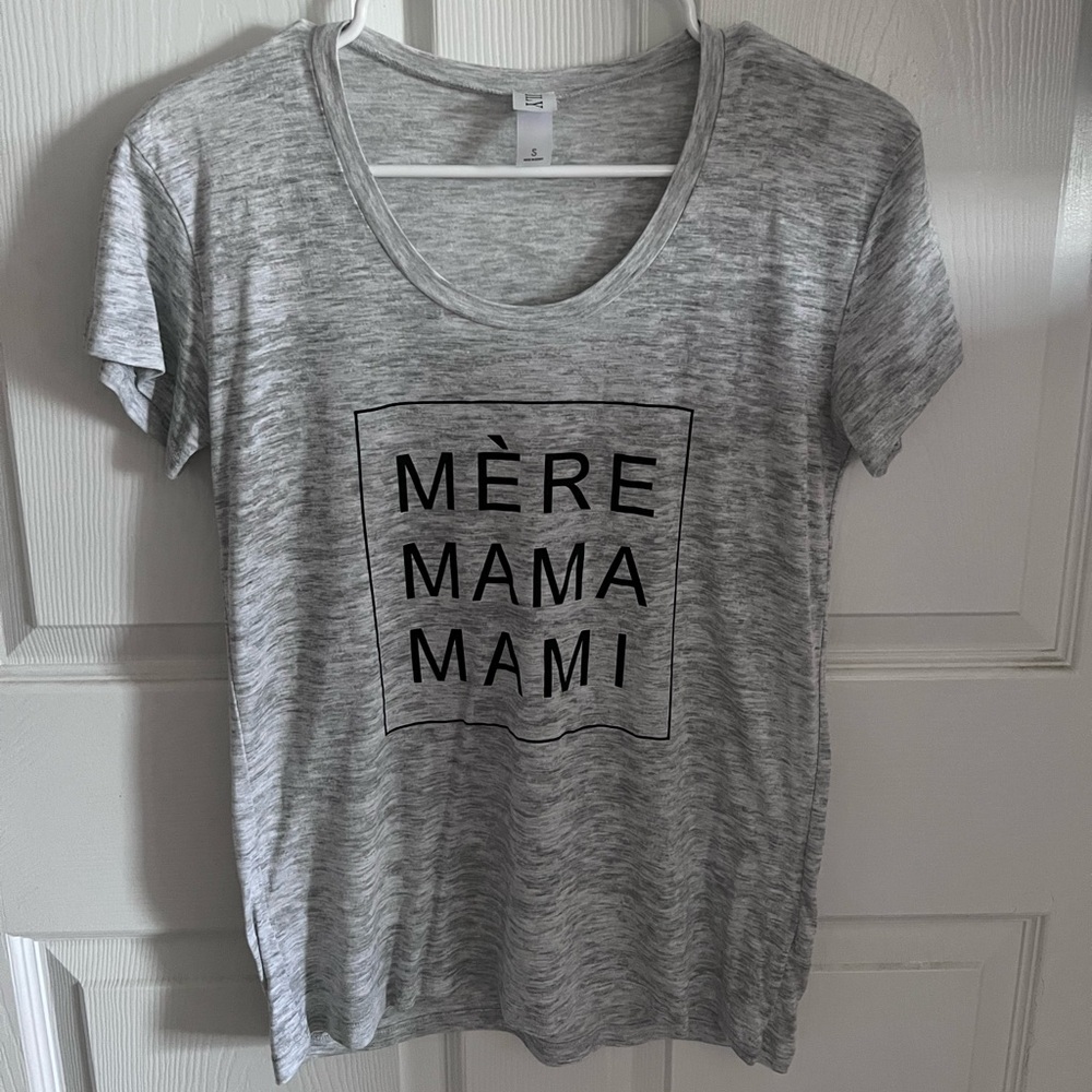 ILY Couture Scoop Neck Heather Gray Mère Mama Mami Tee